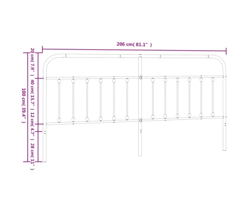 Cabecero de metal negro 200 cm