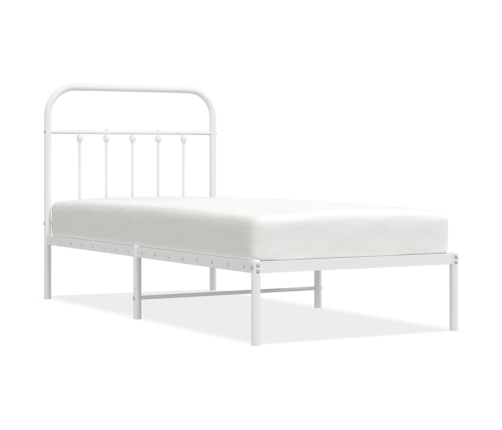 Estructura cama sin colchón con cabecero metal blanco 90x190 cm