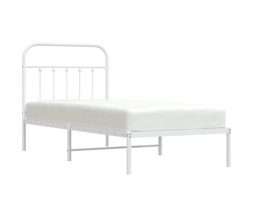 Estructura cama sin colchón con cabecero metal blanco 90x190 cm