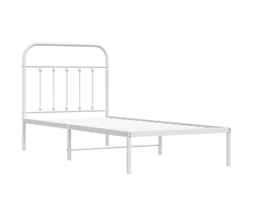 Estructura cama sin colchón con cabecero metal blanco 90x190 cm