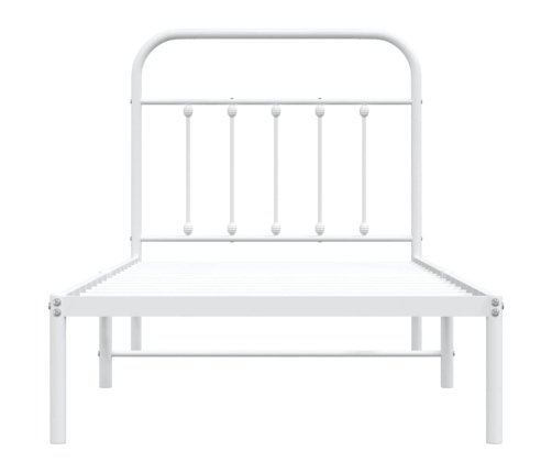 Estructura cama sin colchón con cabecero metal blanco 90x190 cm