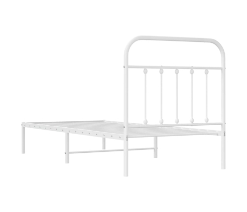 Estructura cama sin colchón con cabecero metal blanco 90x190 cm