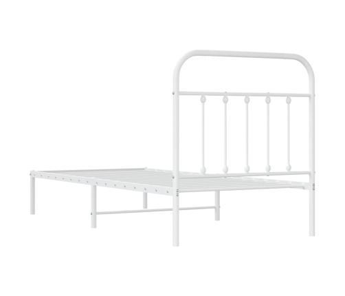 Estructura cama sin colchón con cabecero metal blanco 90x200 cm