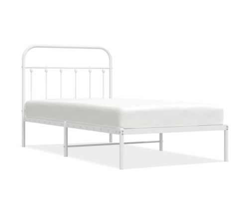 Estructura cama sin colchón con cabecero metal blanco 100x190cm