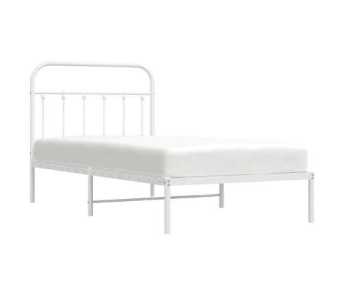 Estructura cama sin colchón con cabecero metal blanco 100x190cm