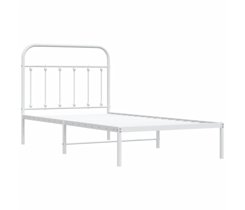 Estructura cama sin colchón con cabecero metal blanco 100x190cm