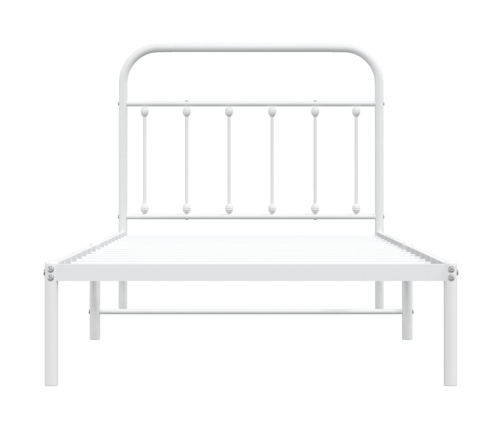 Estructura cama sin colchón con cabecero metal blanco 100x190cm