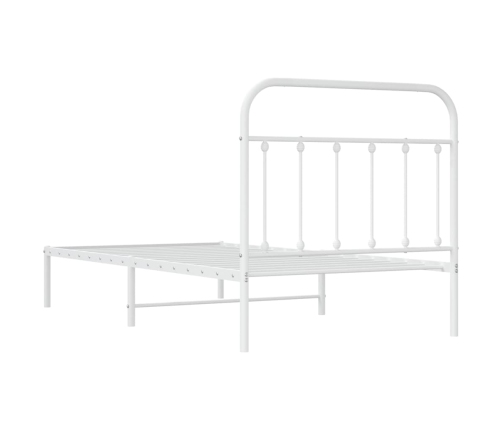 Estructura cama sin colchón con cabecero metal blanco 100x190cm