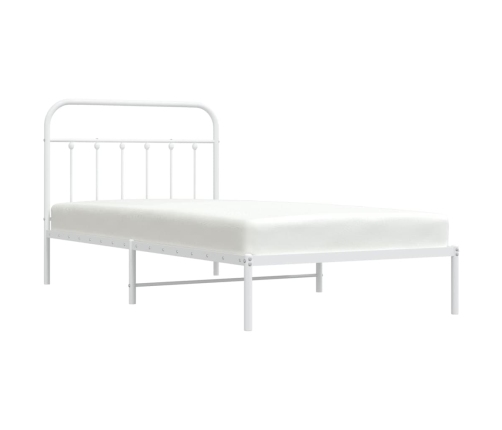 Estructura cama sin colchón con cabecero metal blanco 100x200cm