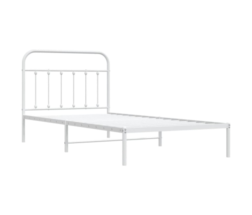 Estructura cama sin colchón con cabecero metal blanco 100x200cm