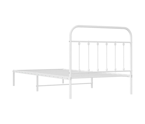 Estructura cama sin colchón con cabecero metal blanco 100x200cm