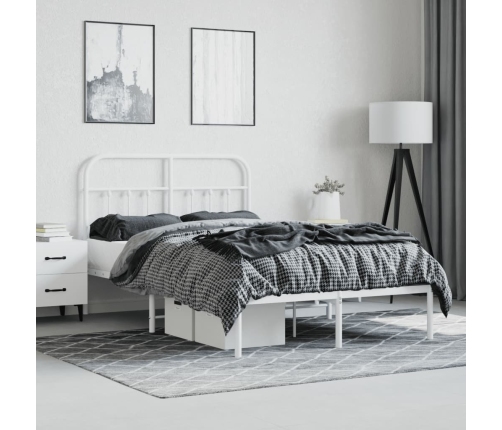 Estructura cama sin colchón con cabecero metal blanco 120x190cm