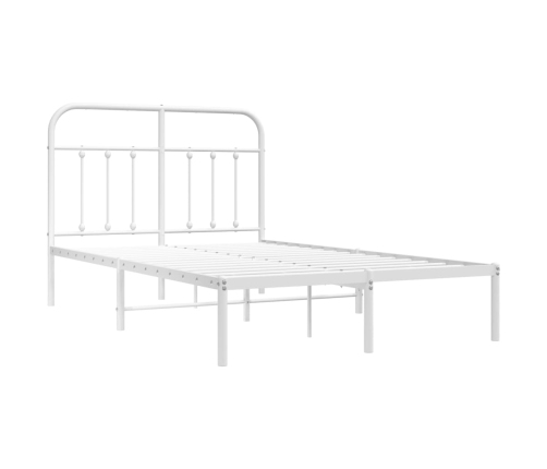 Estructura cama sin colchón con cabecero metal blanco 120x190cm