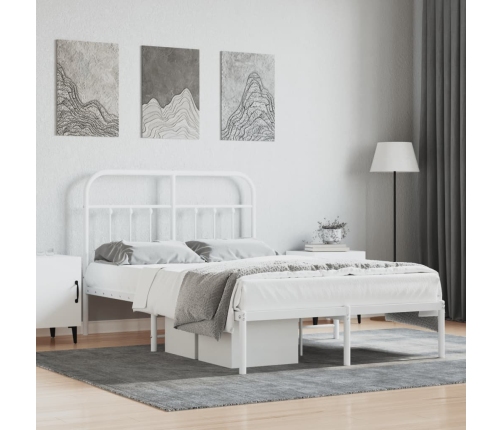 Estructura cama sin colchón con cabecero metal blanco 120x190cm