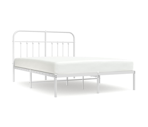 Estructura cama sin colchón con cabecero metal blanco 135x190cm