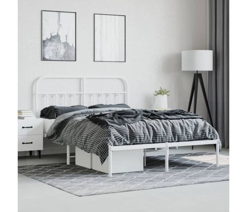 Estructura cama sin colchón con cabecero metal blanco 135x190cm