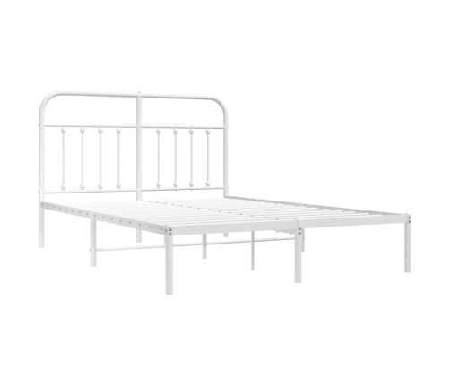 Estructura cama sin colchón con cabecero metal blanco 135x190cm