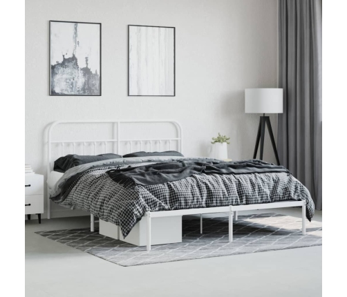 Estructura cama sin colchón con cabecero metal blanco 183x213cm