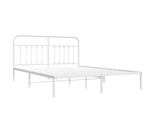 Estructura cama sin colchón con cabecero metal blanco 183x213cm