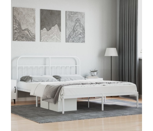 Estructura cama sin colchón con cabecero metal blanco 183x213cm