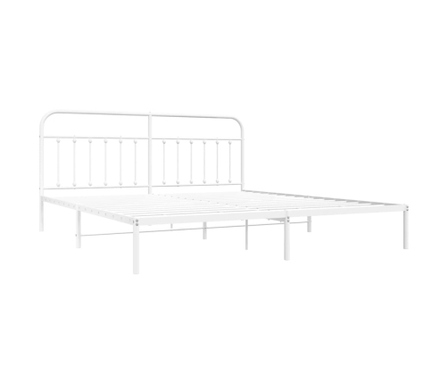 Estructura cama sin colchón con cabecero metal blanco 200x200cm