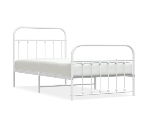 Estructura cama sin colchón con estribo metal blanco 100x190 cm