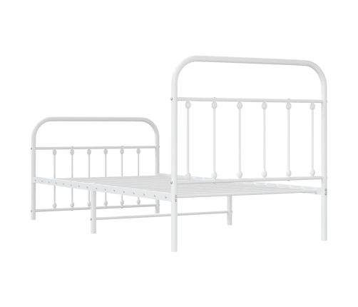 Estructura cama sin colchón con estribo metal blanco 100x190 cm