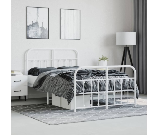 Estructura cama sin colchón con estribo metal blanco 120x190 cm