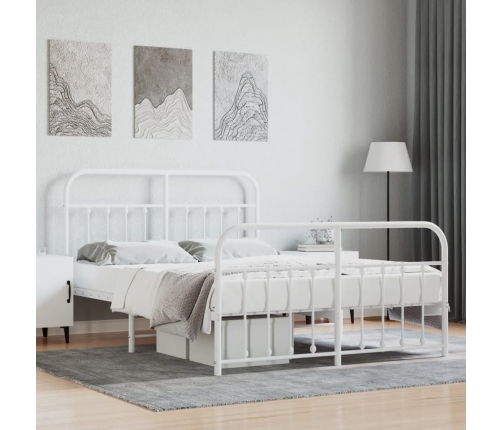 Estructura cama sin colchón con estribo metal blanco 140x190 cm