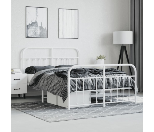 Estructura cama sin colchón con estribo metal blanco 150x200 cm