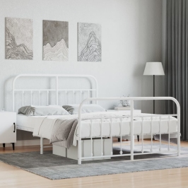 Estructura cama sin colchón con estribo metal blanco 150x200 cm