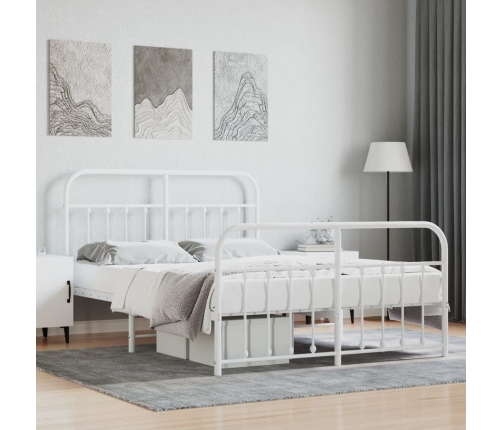Estructura cama sin colchón con estribo metal blanco 150x200 cm