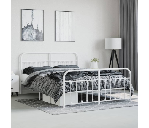 Estructura cama sin colchón con estribo metal blanco 183x213 cm