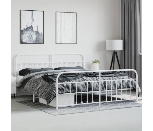 Estructura cama sin colchón con estribo metal blanco 193x203 cm