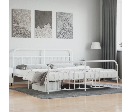 Estructura cama sin colchón con estribo metal blanco 193x203 cm