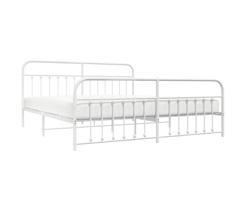 vidaXL Estructura cama metal con cabecero y estribo blanco 200x200 cm