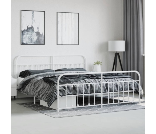 vidaXL Estructura cama metal con cabecero y estribo blanco 200x200 cm