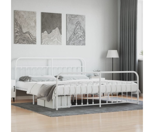 vidaXL Estructura cama metal con cabecero y estribo blanco 200x200 cm