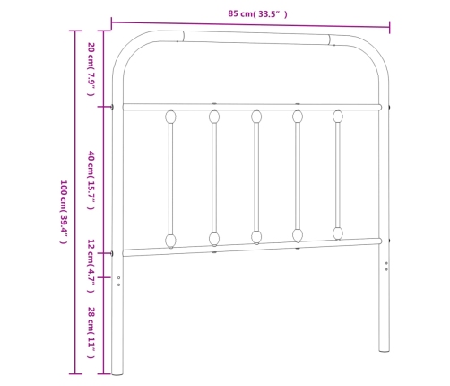 Cabecero de metal blanco 80 cm