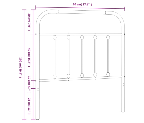 Cabecero de metal blanco 90 cm