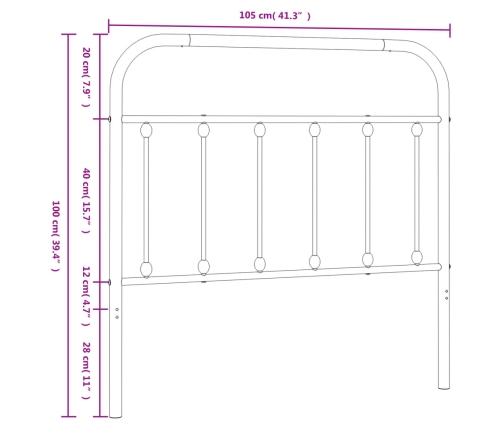 Cabecero de metal blanco 100 cm