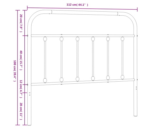 Cabecero de metal blanco 107 cm