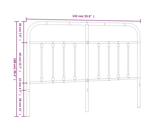 Cabecero de metal blanco 135 cm