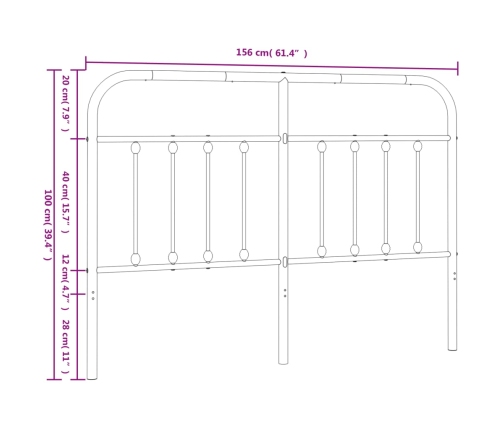 Cabecero de metal blanco 150 cm