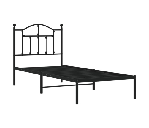 Estructura cama sin colchón con cabecero metal negro 80x200 cm