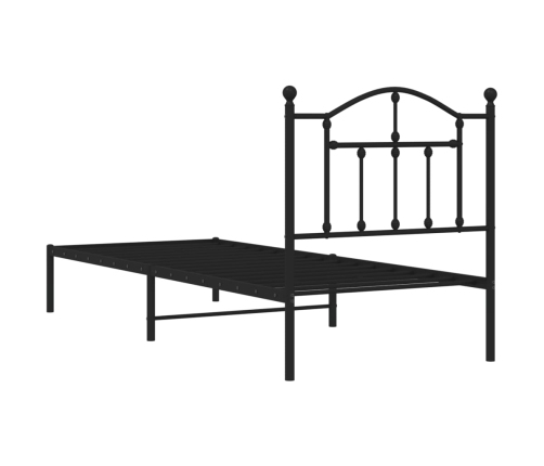 Estructura cama sin colchón con cabecero metal negro 80x200 cm