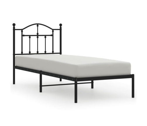 Estructura cama sin colchón con cabecero metal negro 90x190 cm