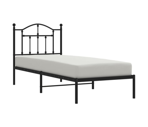 Estructura cama sin colchón con cabecero metal negro 90x190 cm