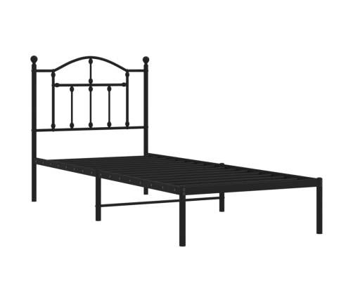 Estructura cama sin colchón con cabecero metal negro 90x190 cm