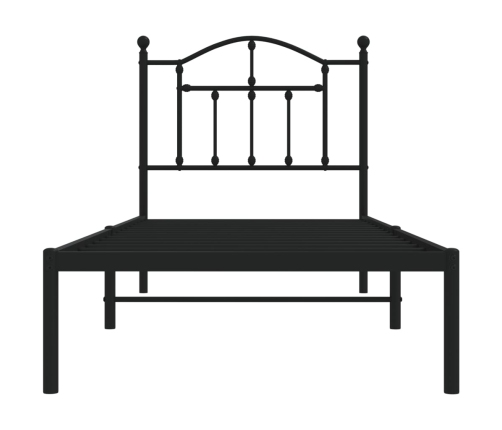 Estructura cama sin colchón con cabecero metal negro 90x190 cm